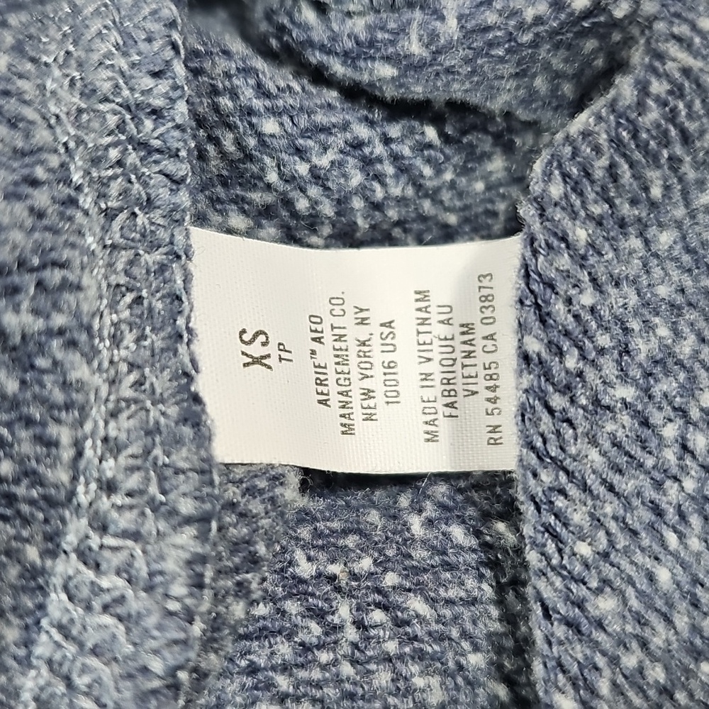 Aerie Blue Floral Raglan Sweatshirt XS Distressed Faded Pullover Soft Crewneck - Picture 11 of 16